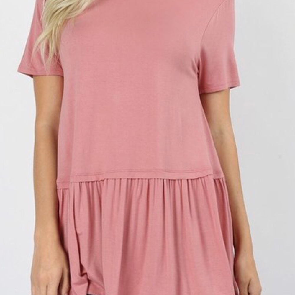 New Boutique Pale Pink Peach Ruffle Tunic Comfy